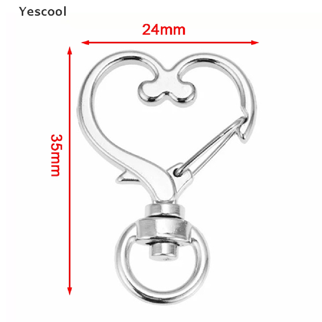 Yescool 10pcs Gantungan Kunci Bentuk Hati Desain Hollow DIY