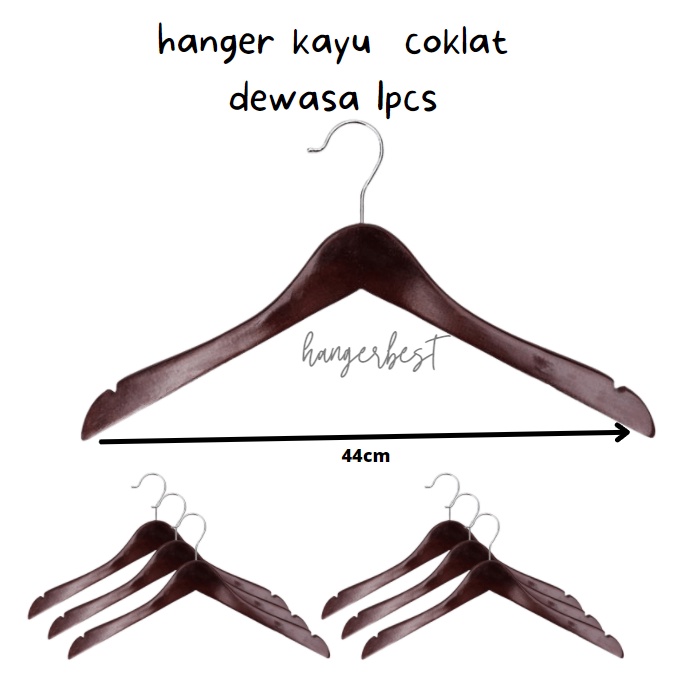 Hanger kayu Dewasa (Wood) warna Coklat / Gantungan baju