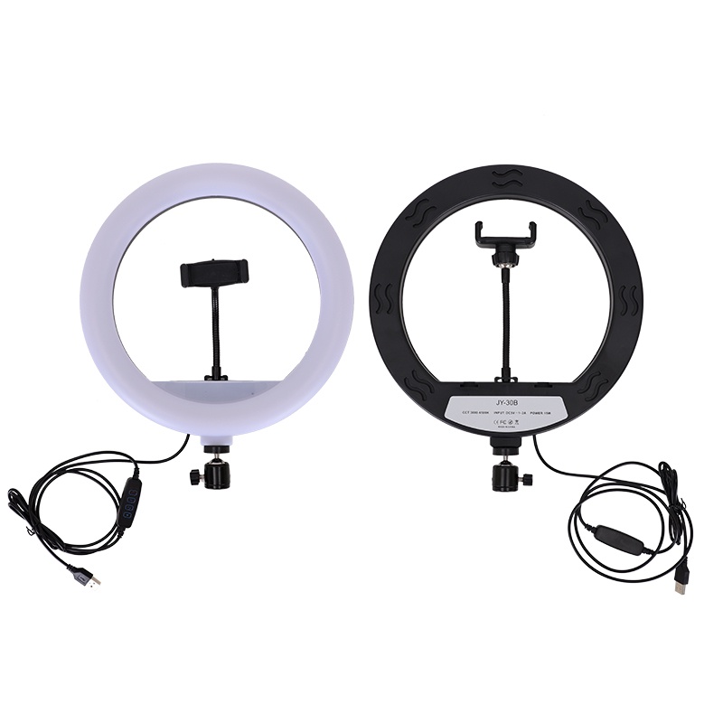 TaffSTUDIO Lampu Halo Ring Light LED Kamera 12 Inch with Smartphone Holder - JY-30B - White