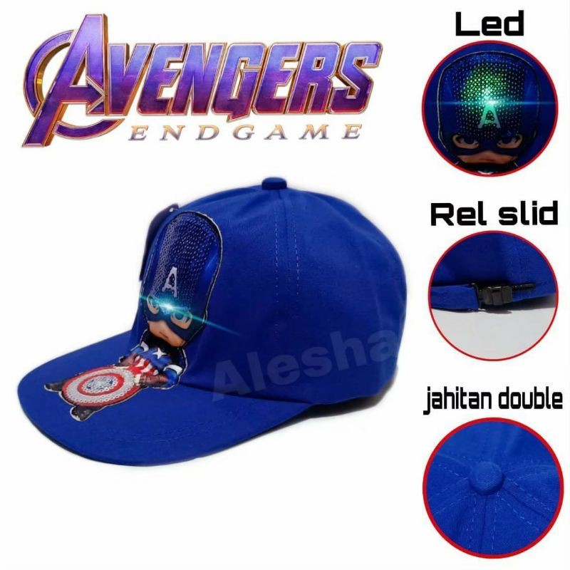 topi anak kapten marvel bisa menyala