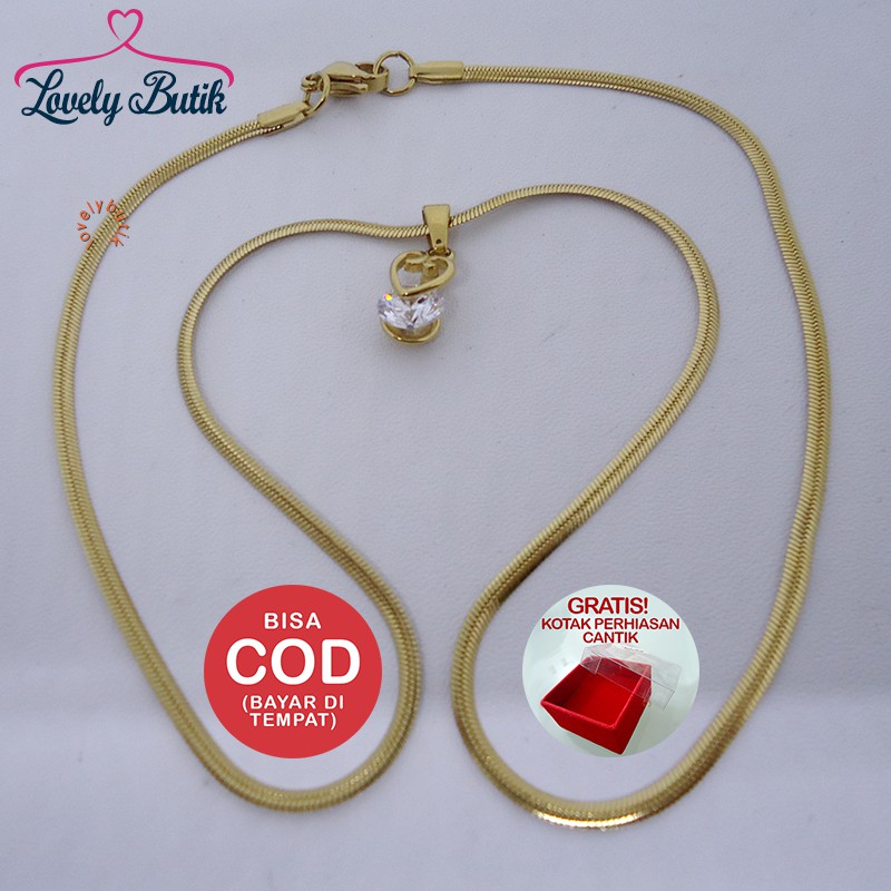 Lovely Tiny Love Kalung Titanium Wanita - GOLD