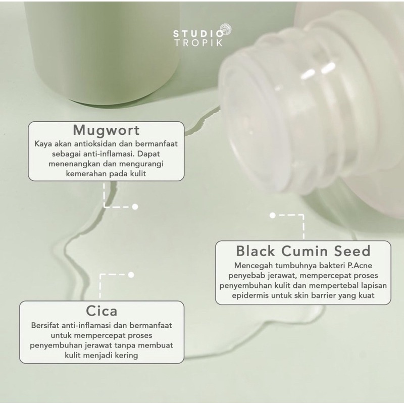 STUDIO TROPIK - Herbitus Skin Tonic Toner Mugwort Cica 100ml / 30ml BPOM Hydrating Acne Oily Skin Type