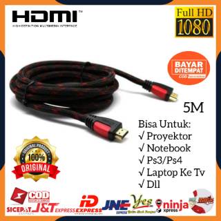 [COD] KABEL HDMI SERAT JARING HDMI TO HDMI KE HDMI 1080P V1.4 3D HQ 5M / KABEL HDMI MALE TO MALE / KABEL HDMI UNTUK LAPTOP PS3 KE TV LED INFOCUS PROYEKTOR PROJECTOR 5M 5 METER ORIGINAL