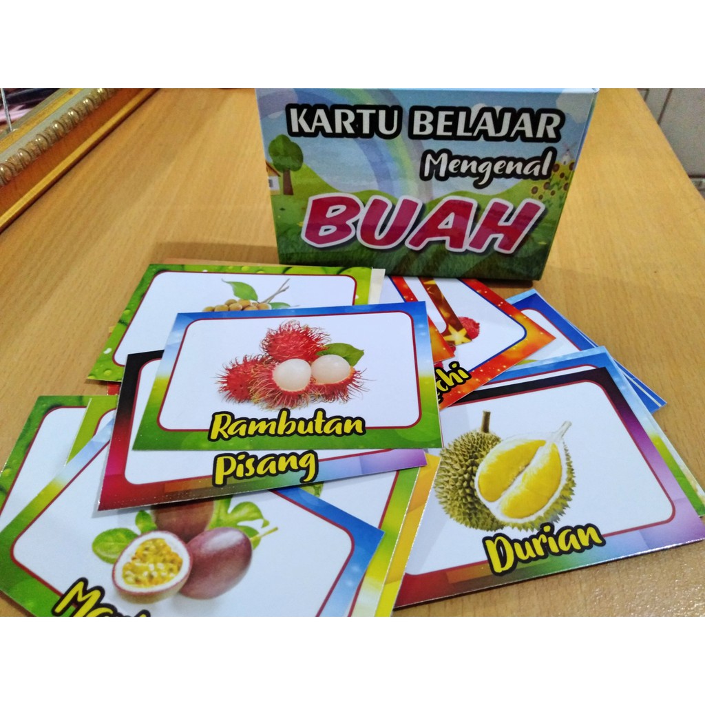 flash card kartu belajar mengenal Hewan, Sayur, dan buah (paket) 3 box