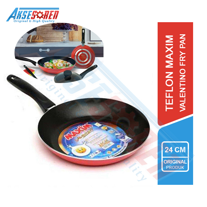 TEPLON MAXIM ASLI VALENTINO FRYPAN [24 CM] / TEFLON / WAJAN / GORENG PENGGORENGAN ANTI LENGKET