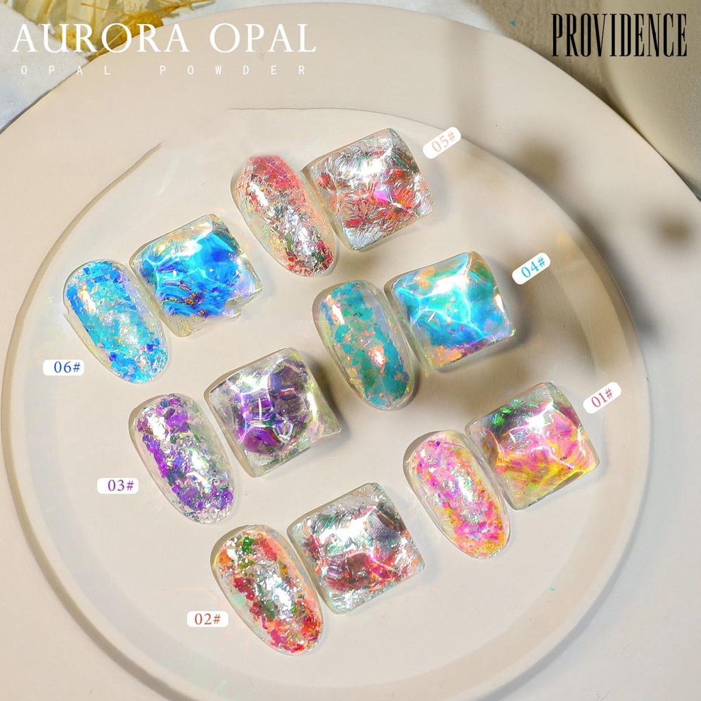 Bubuk Payet Brokat Opal Es Aurora Warna-Warni Nonfloating Untuk Wanita
