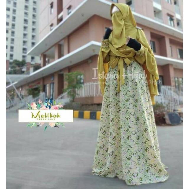 Gamis Malikah Hijau Lime