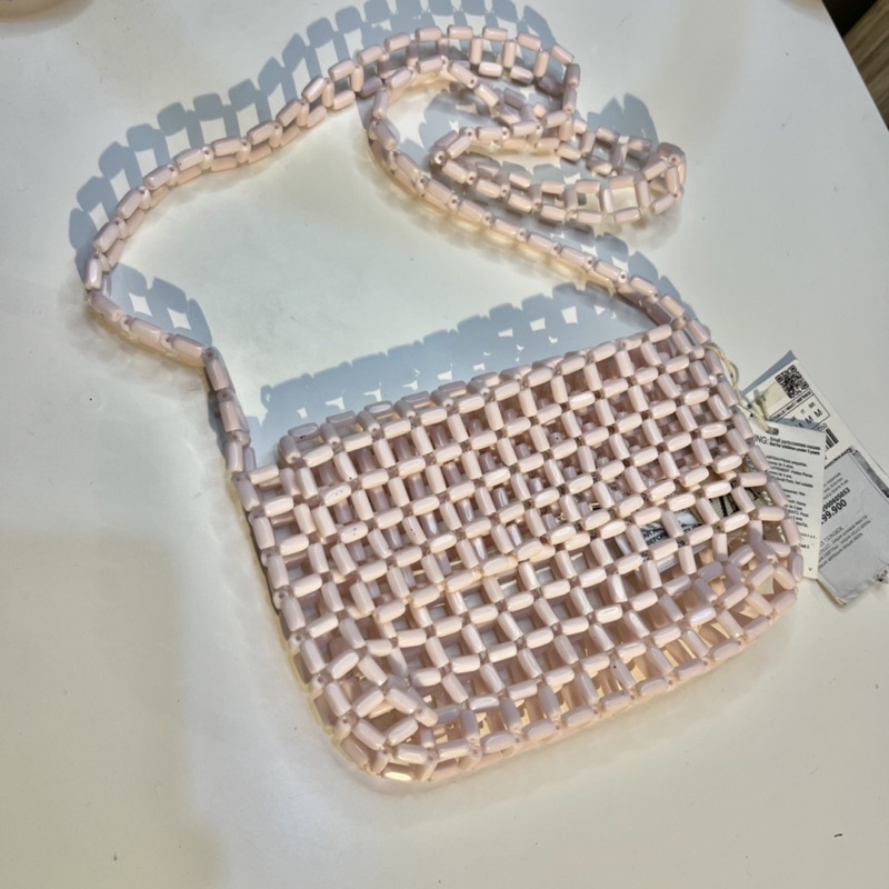 zara beaded bag pink
