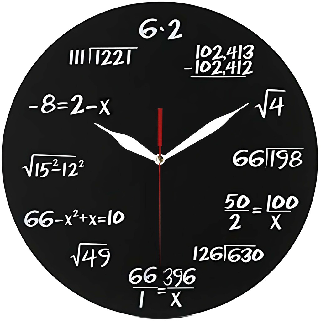 Jam Dinding Wall Clock Tema  Matematika  Sweep Movement 