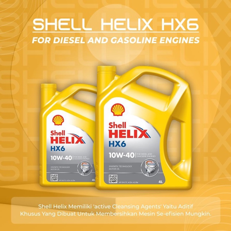 SHELL HELIX HX6 OLI MOBIL MESIN BENSIN DAN SOLAR