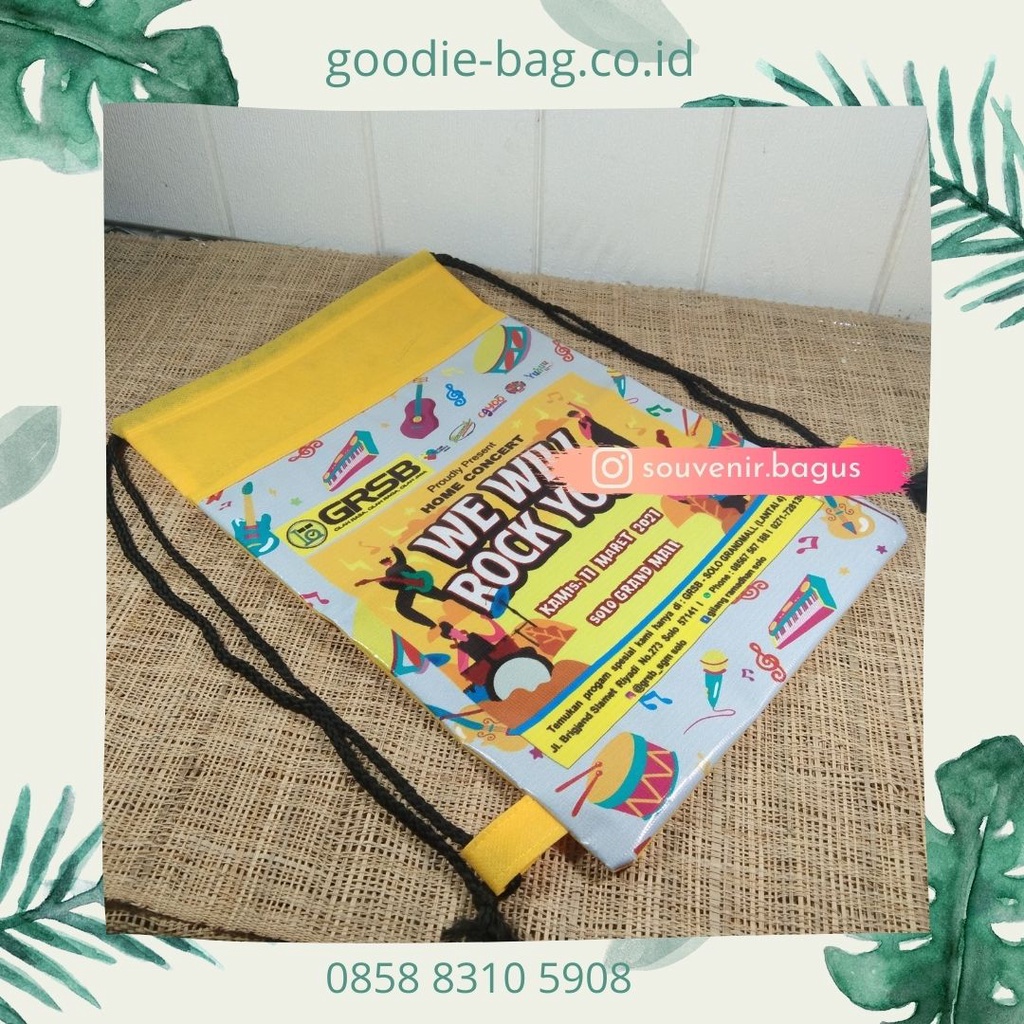 Tas Souvenir Promosi Sekolah Ultah Natal Paskah Lebaran Serut Backpack 40x50cm