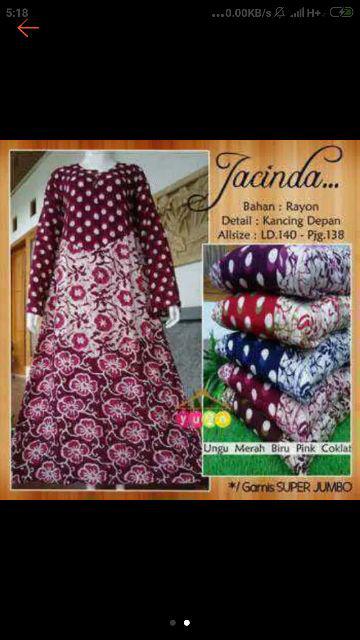 Longdress Batik Jumbo Glanesa Motif Zigzag Grosir Pakaian Jumbo Kekinian Gamis Syari Murah