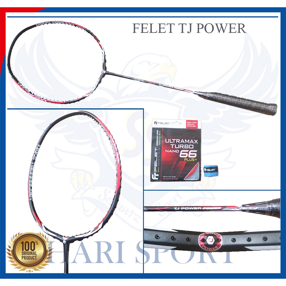 FELET TJ POWER - POWER BLACK RED Raket Badminton Bulutangkis