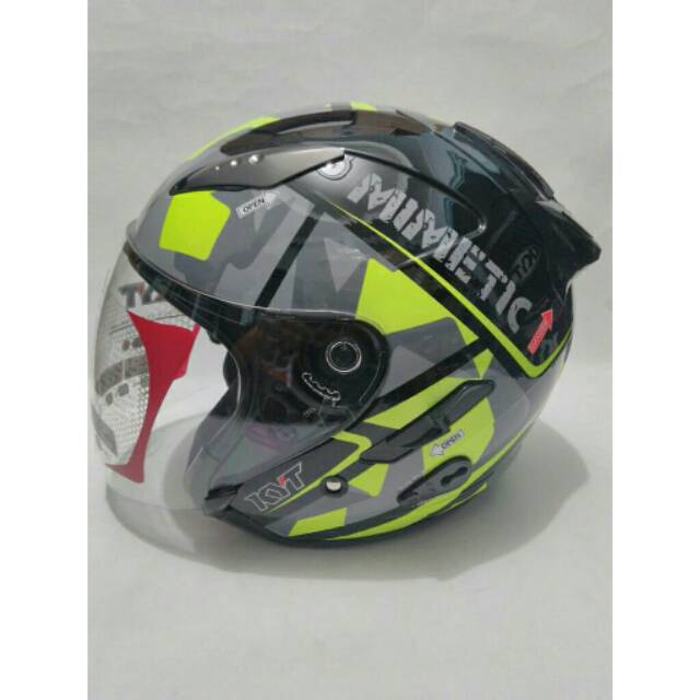 KYT GALAXY_SERI #4 BLACK YELLOW FLUO (DOUBEL VISOR)