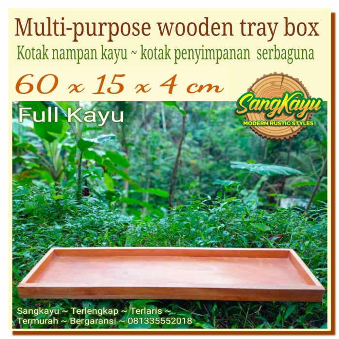 Nampan kayu nampan 60x15x4cm kotak nampan kayu serbaguna storage box