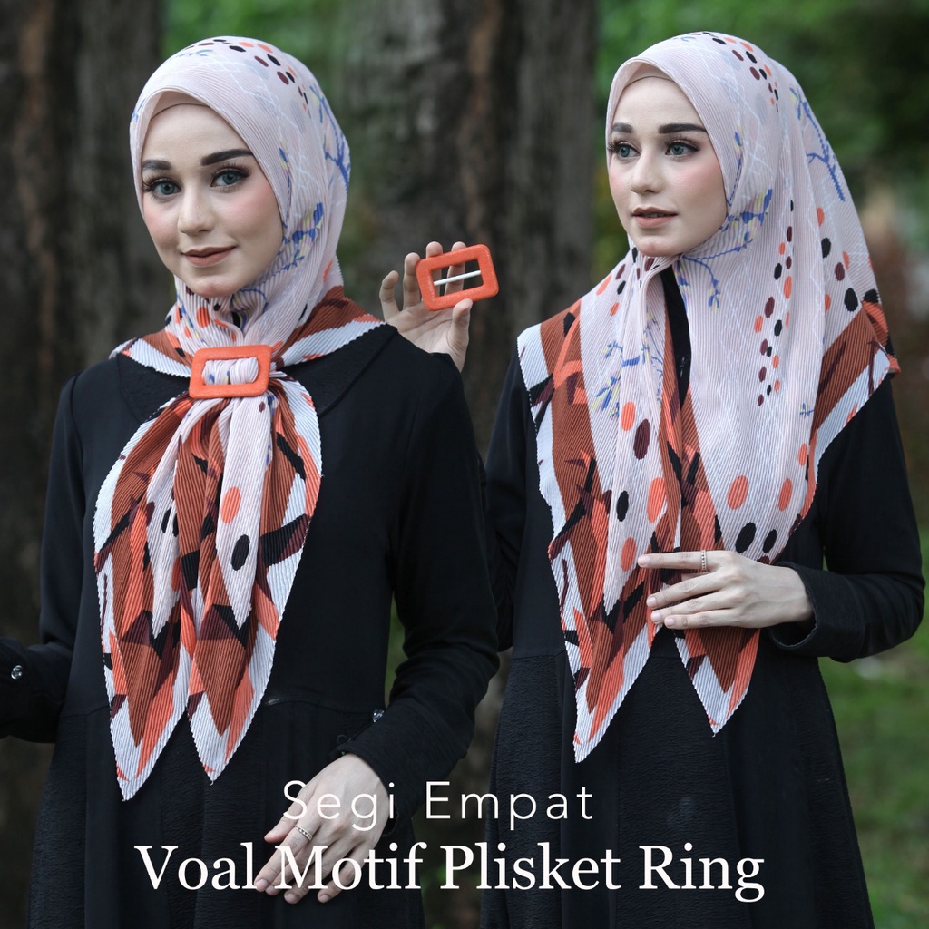 Hijab segi empat voal plisket ring/hijab murah/kerudung trend