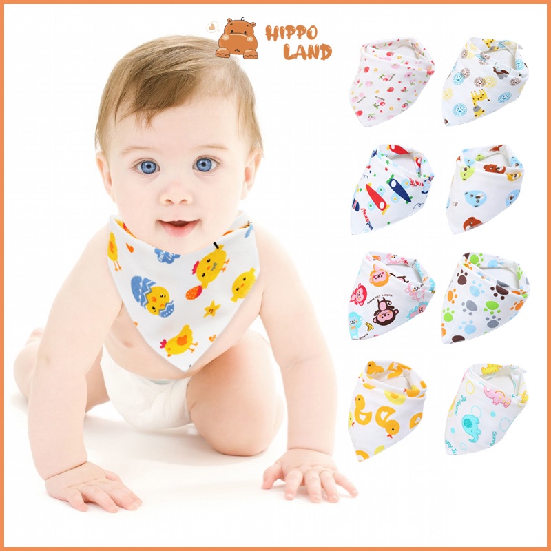 HIPPO LAND Baby Bib / Slabber Segitiga Bayi / Celemek Makan Bayi 5