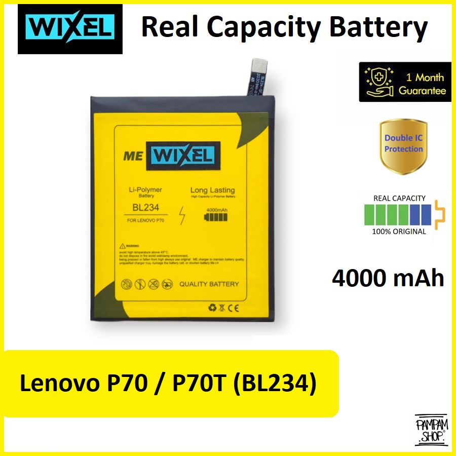 WIXEL ME Baterai Lenovo BL234 P70 P70T Real Capacity Battery Original 100% Batre Batrai Ori HP Handphone BL 234