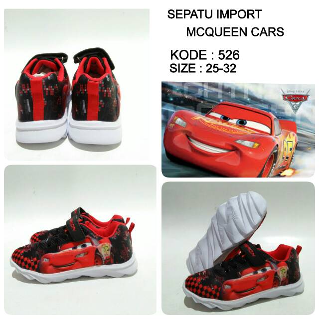 Sepatu sekolah import anak laki laki mcqueen cars 526 termurah