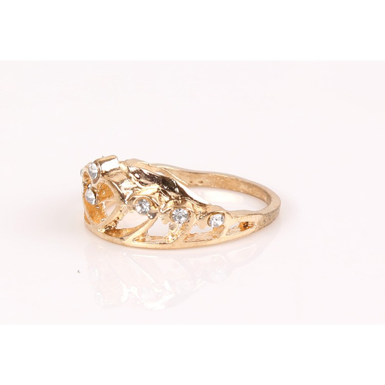 Fancyqube Cincin Berlian Imitasi Bentuk Hati Hollow untuk Hadiah