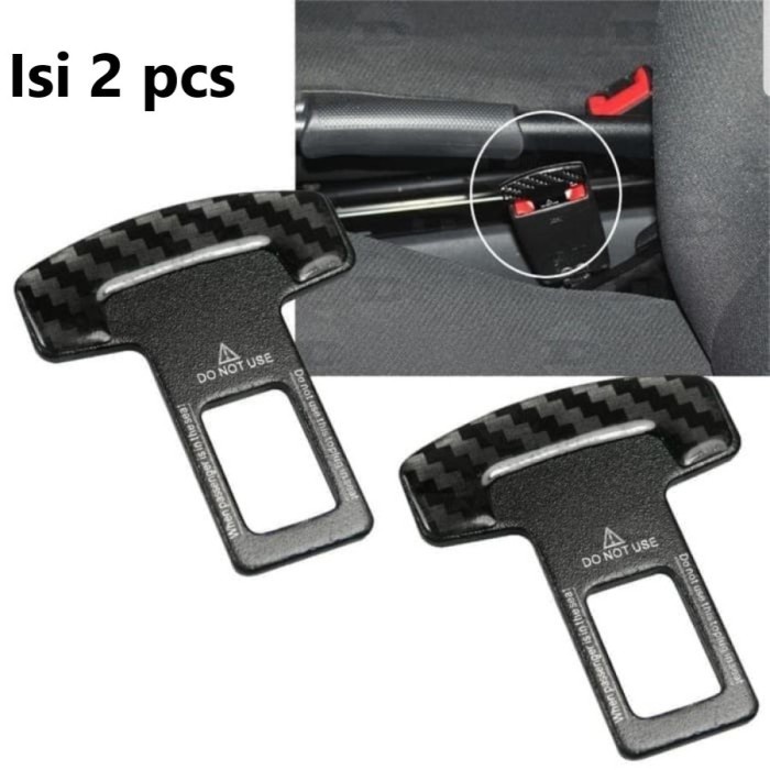 Seat Belt Carbon Buckle (Isi 2 Pcs) Buzzer Colokan Safety Stop Alarm