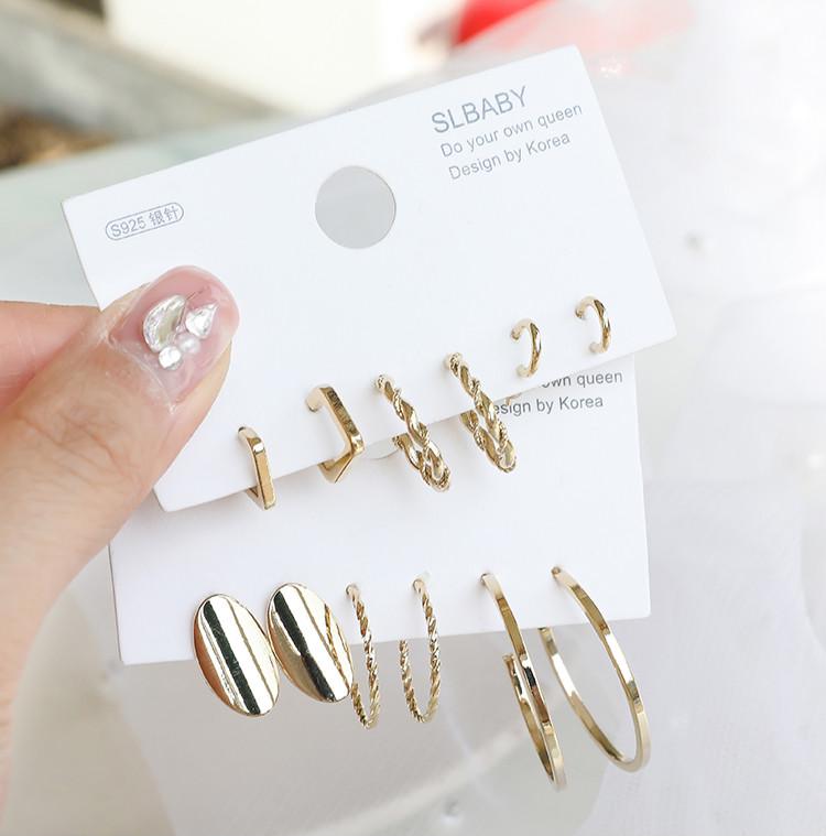 Anting Stud Kombinasi Bahan 925 Silver Logam