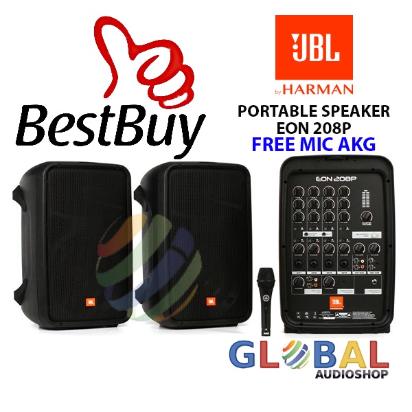 JBL EON 208P Speaker Aktif 208 P EON208 2 Way Free Mic AKG Original