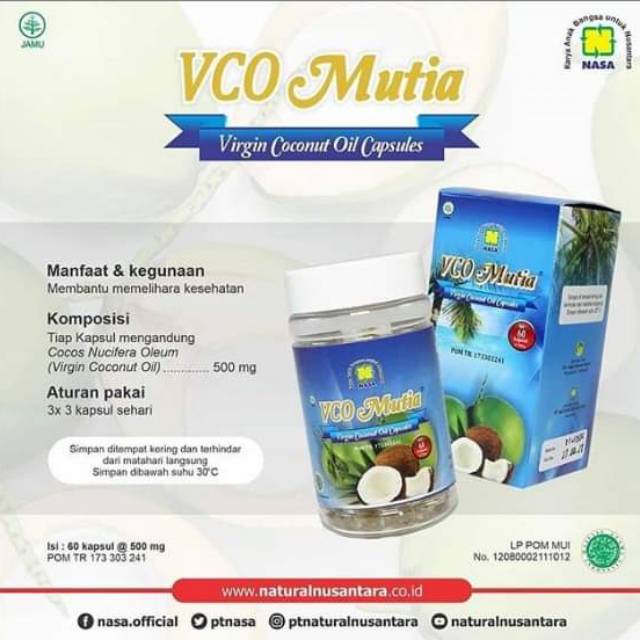 

VCO Mutia - Virgin Coconut Oil Capsule Nasa