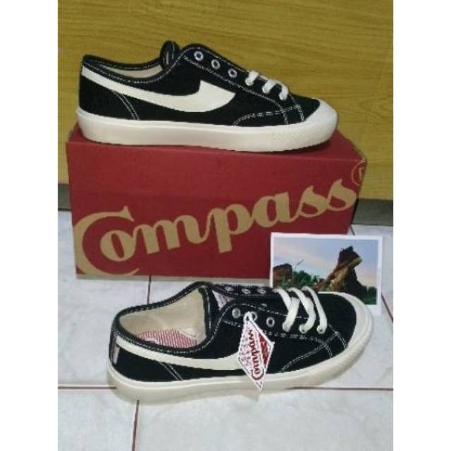  Sepatu  Compass  Gazelle  Hi High Low Black  White  BW size 42 