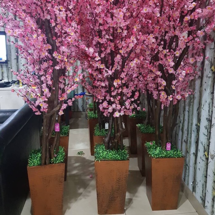 Pohon Meihwa T 125 cm Dekorasi Imlek Pajangan Pohon Sakura Pink Merah Harga Grosir Termurah