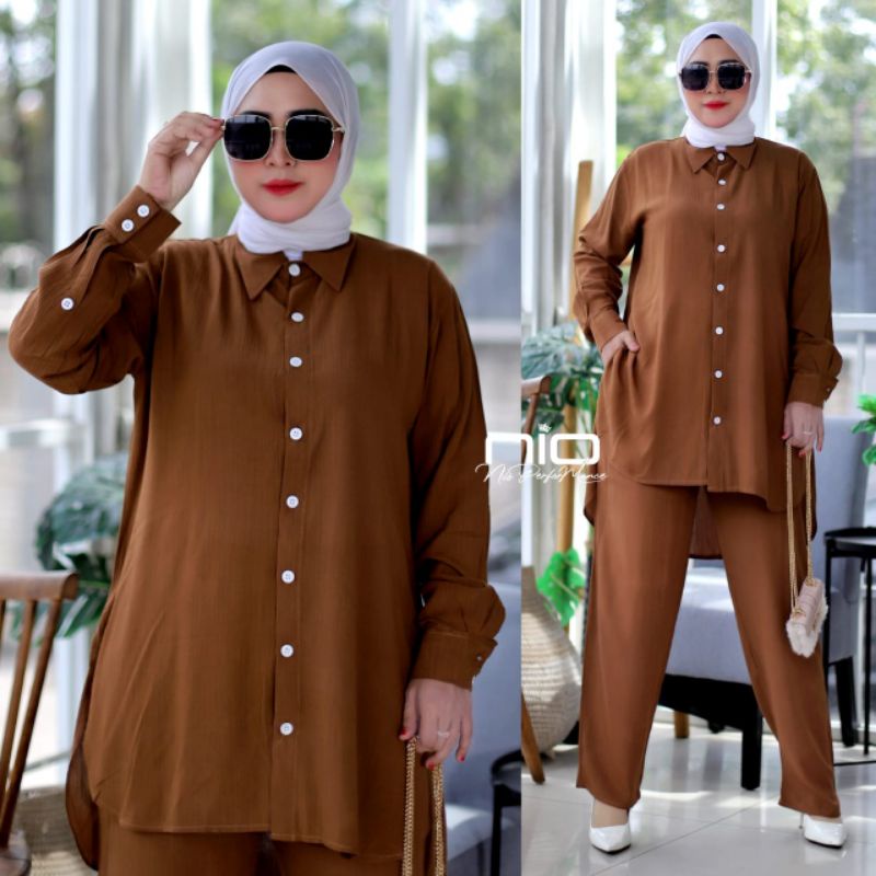 setelan wanita kekinian / setcel crinkle / One Set wanita / premium by Nio Peformance