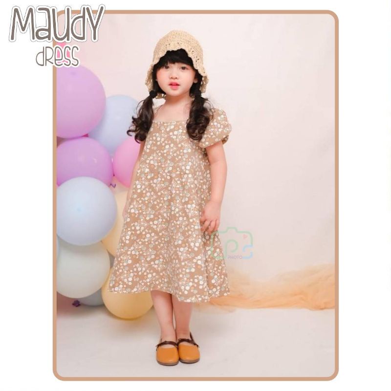 Maudy dress anak perempuan bahan shakila allsize 2-5th