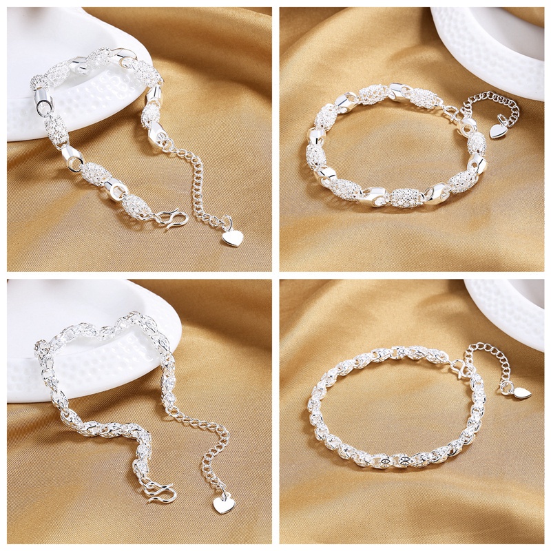 Fancyqube Gelang Lapis Silver Ukuran 4mm Untuk Wanita