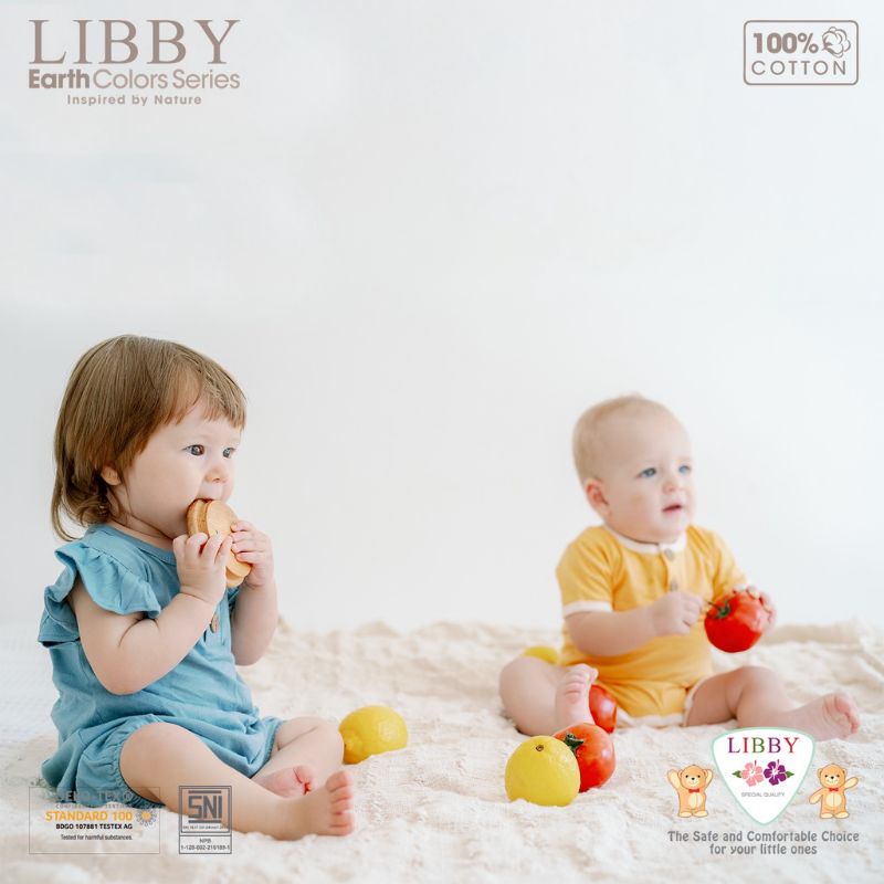 Libby earth colors FLYNN ROMPER terbaru / romper Libby baby / kodok segi empat Libby / baju Jumper segi empat Libby baby new born - setahunan