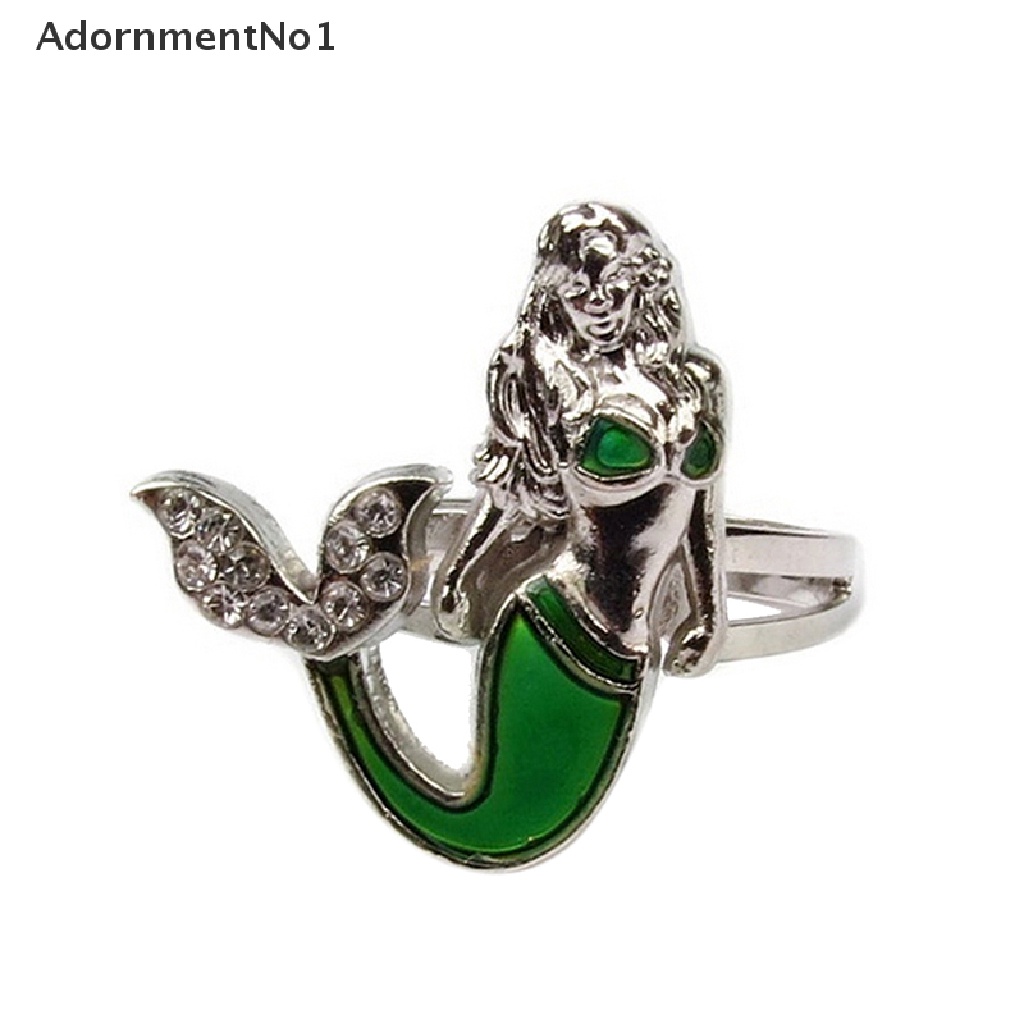 (AdornmentNo1) Cincin Mood Ring Adjustable Desain Ekor Mermaid Berubah Warna Sesuai Emosi