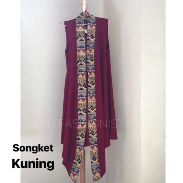 LYNFASHIONISTA-OUTER WANITA MUSLIM MOTIF SONGKET/KARDIGAN BOHEMIAN ETNIK BATIK MURAH/50