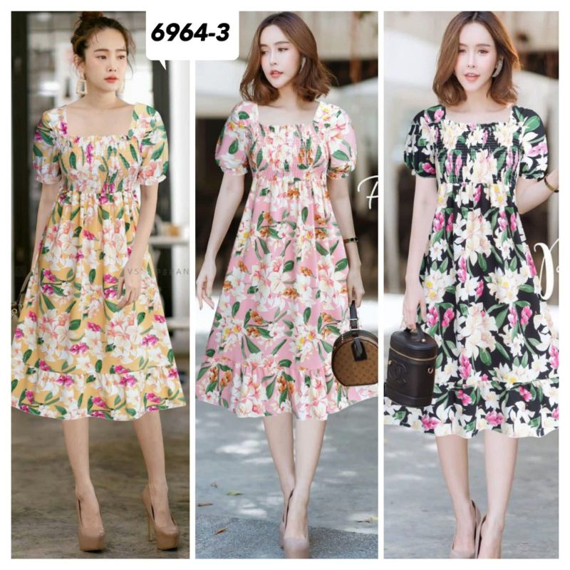 Dress katun import 6964-3