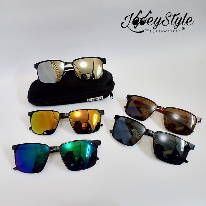 Dijual Kacamata Sunglasses Pria Kotak Besi Batang Plastik Diskon