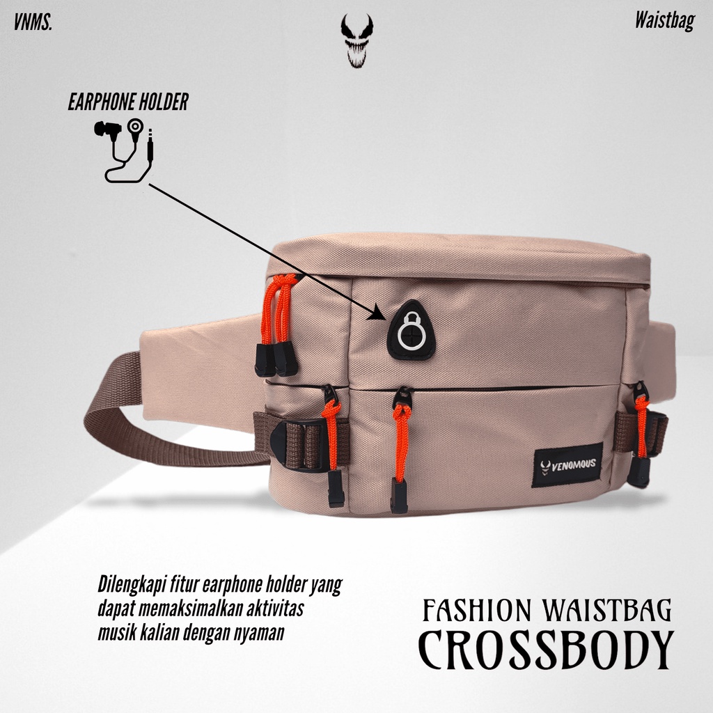 Tas Pinggang Waist Bag Venomous Yong Grey - Tas Pinggang Pria Terlaris Uniex