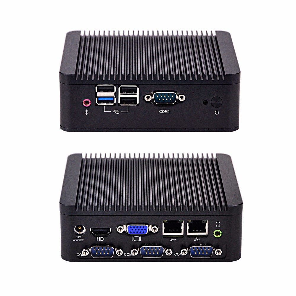 Gratis Ongkir  Free Shipping Qotom Mini PC with Baytrail J1800 J1900 4 COM dual lan Fanless X86