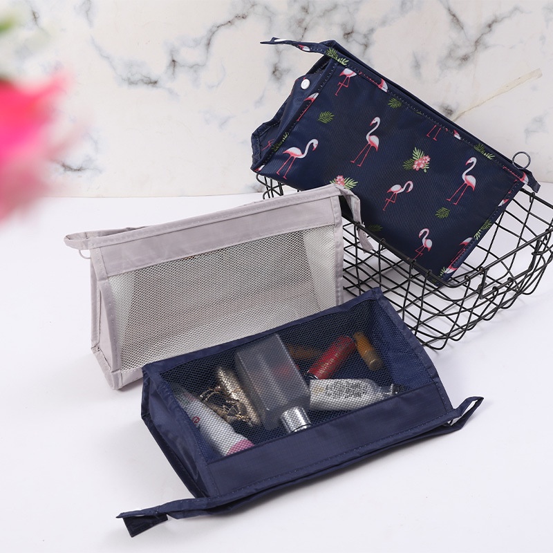 Tas Travel Wanita Organizer Transparan Jaring Kosmetik Makeup Alat Mandi Anti Air untuk Wanita