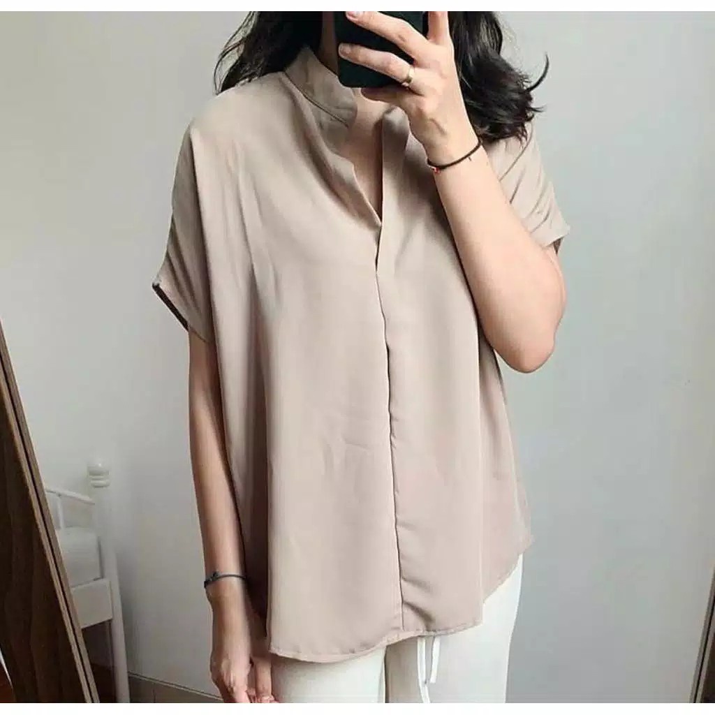 Tq88indonesia Baju Blouse Wanita Terbaru /  Safro Batwing Blouse / Blouse Kalong Lengan Pendek / Ootd / Outfit