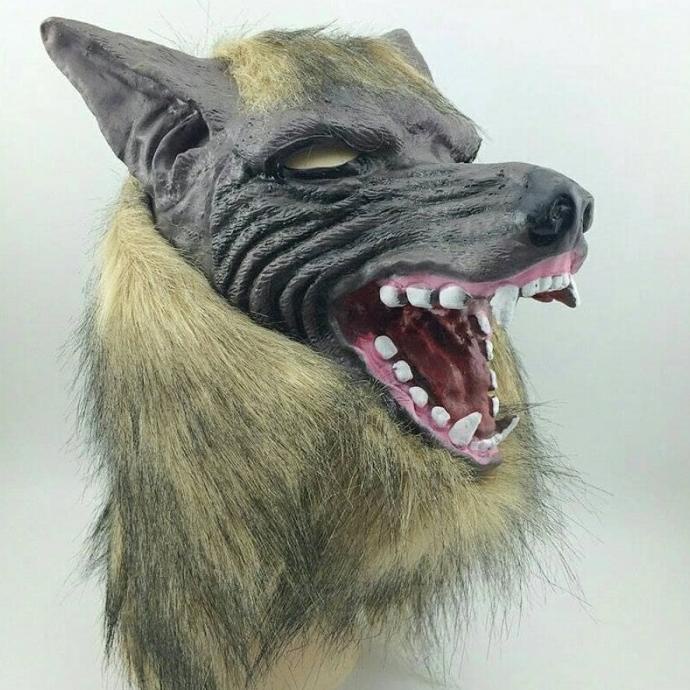 Topeng Serigala Latex, Latex Mask Wolf, Mask Halloween, Mask Party
