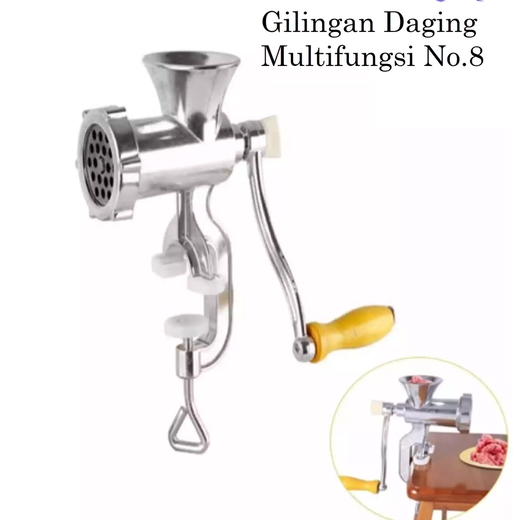 Mesin Giling Daging Multifungsi No.8 Gilingan Daging Ikan Bumbu Kacang Gethuk Pelet Manual Alat Gili