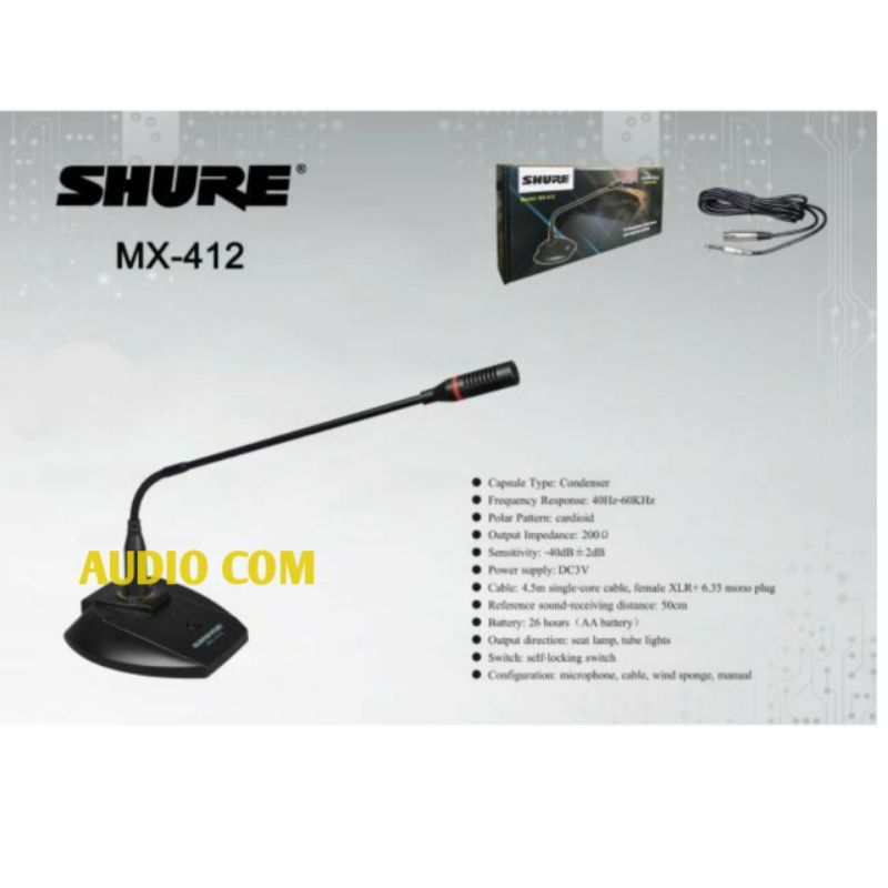 MIC MEJA SHURE PODIUM MX412 / PODIUM SHURE MX-412