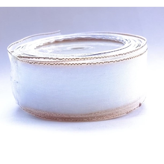 

1 Roll - Pita Putih Tepi Emas Lebar 2.5cm