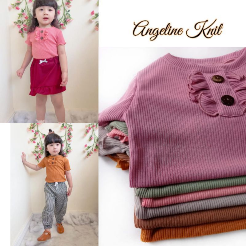 Baju Anak Perempuan RUFFLE Knit Tee Rib | Baju ATASAN Kaos Pakaian Anak Bahan Knit Rib Halus Dan Lembut dan Juga Melar