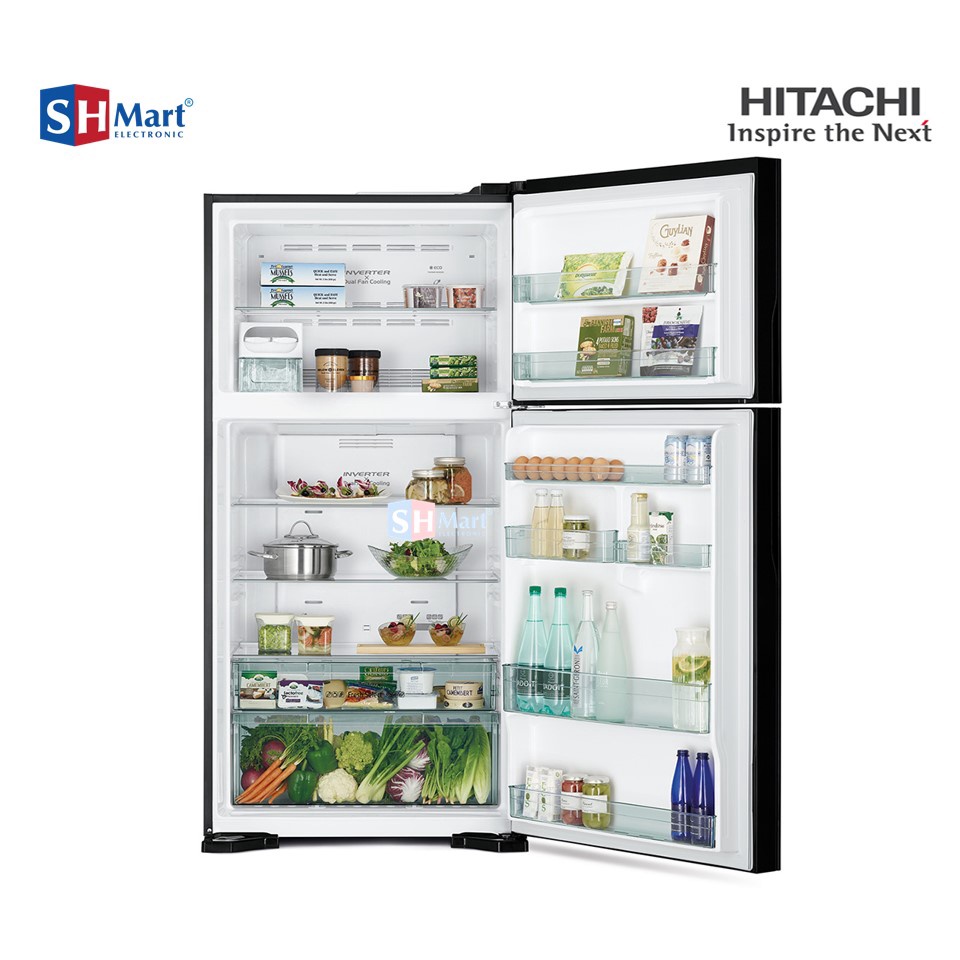 HITACHI KULKAS 2 PINTU INVERTER GLASS R-VG61PGD7GBK / RVG61PGD7 MEDAN