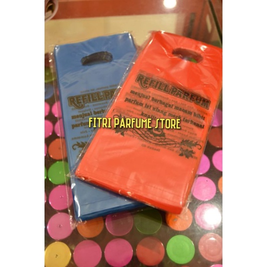 Kantong plastik parfum refill shopping bag parfum refill 22x10 isi 100pcs,