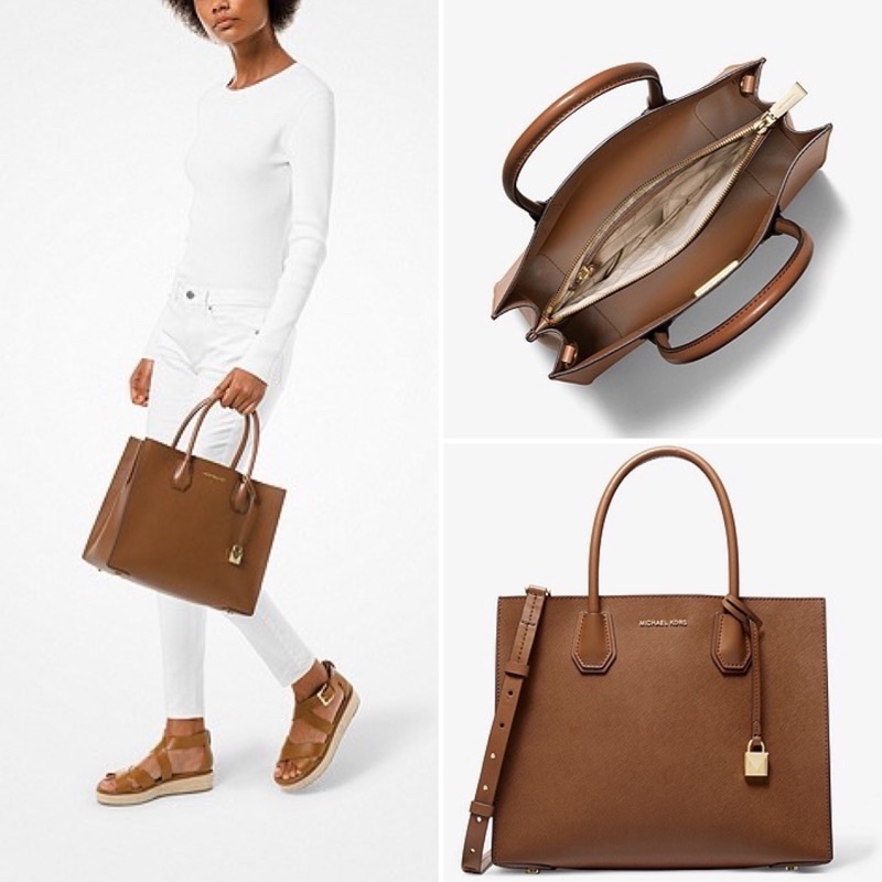 MICHAEL KORS Mercer Large Saffiano Leather Tote Bag Luggage